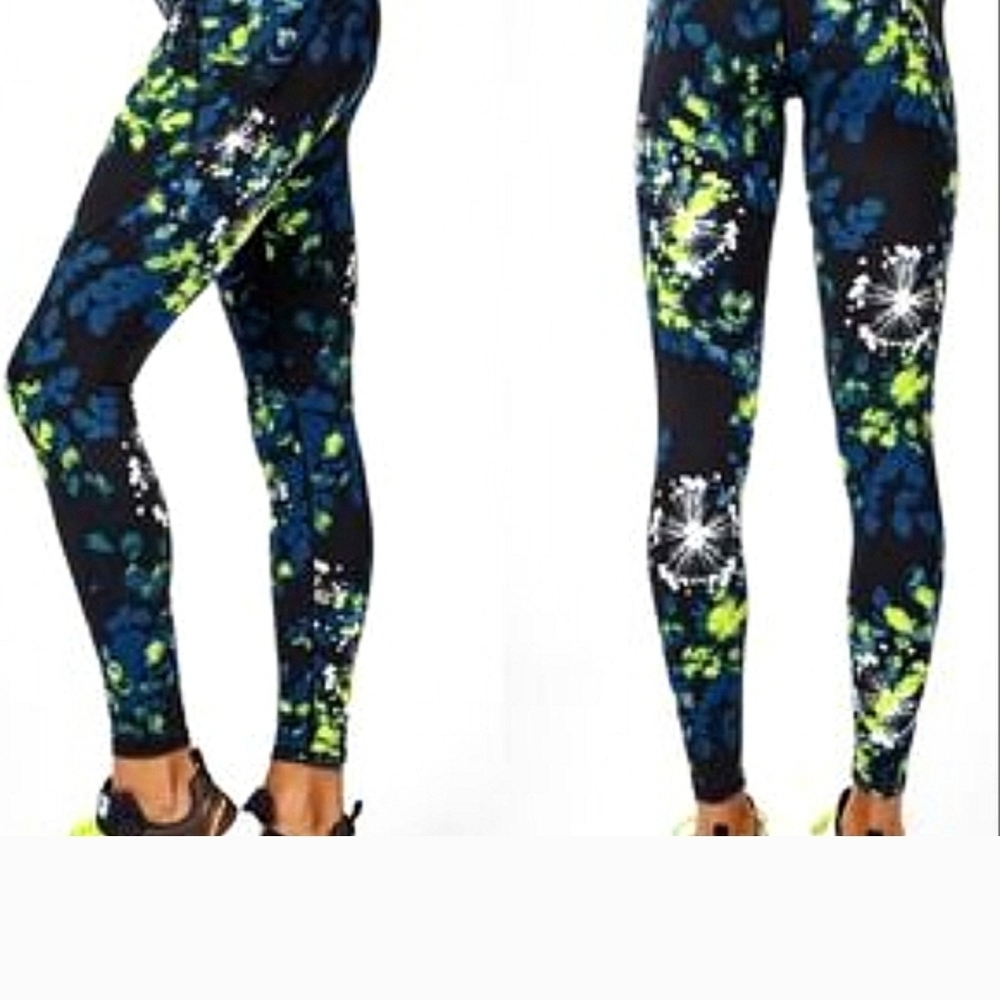 Sweaty Betty The Power Legging Black/Blue/Green Print Size XL